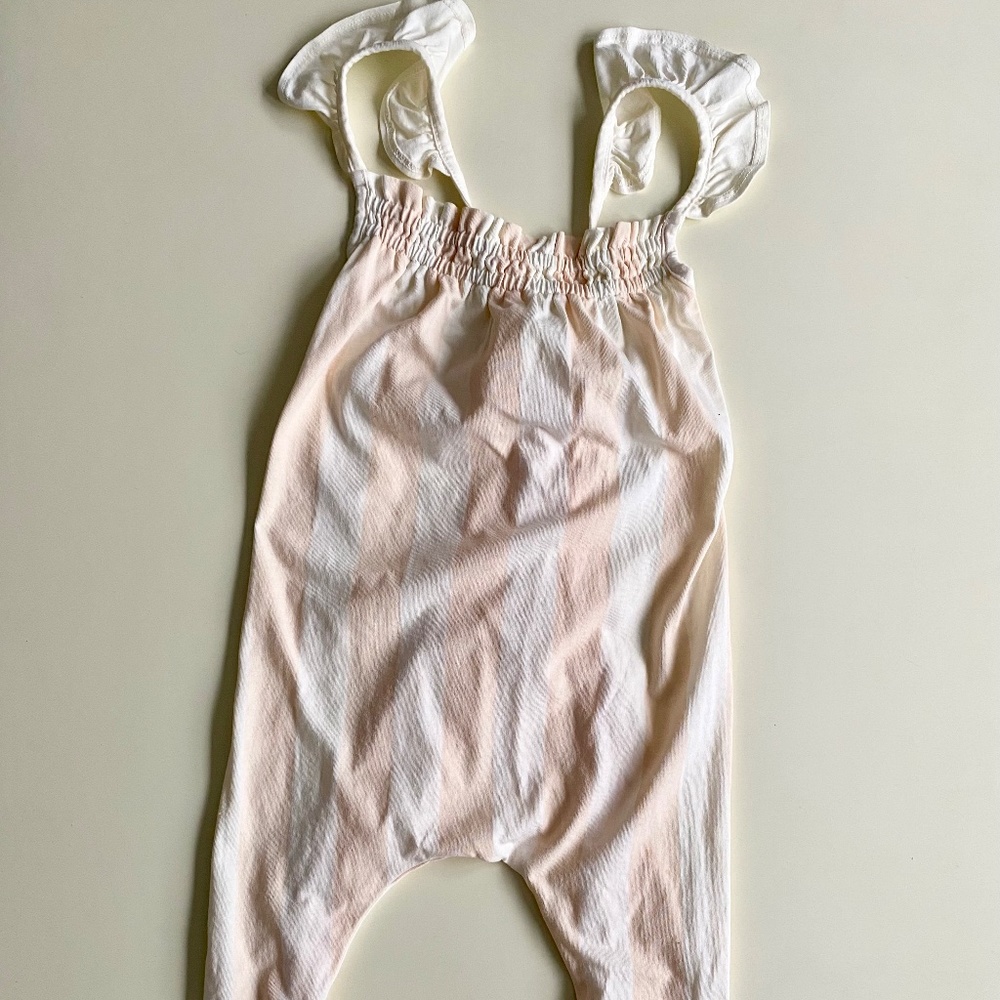 Pink stripe baby girl romper